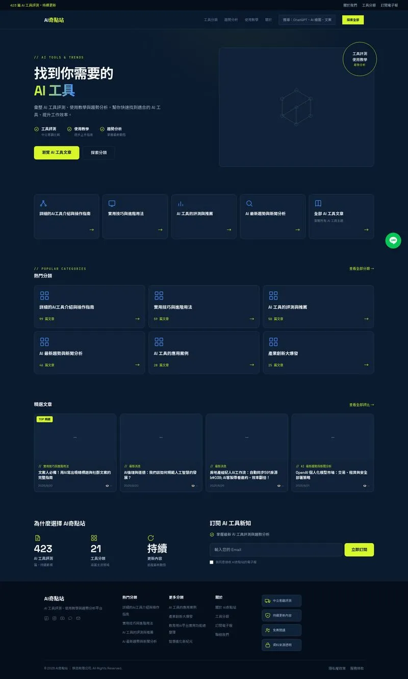 AI 奇點站 網站設計作品截圖